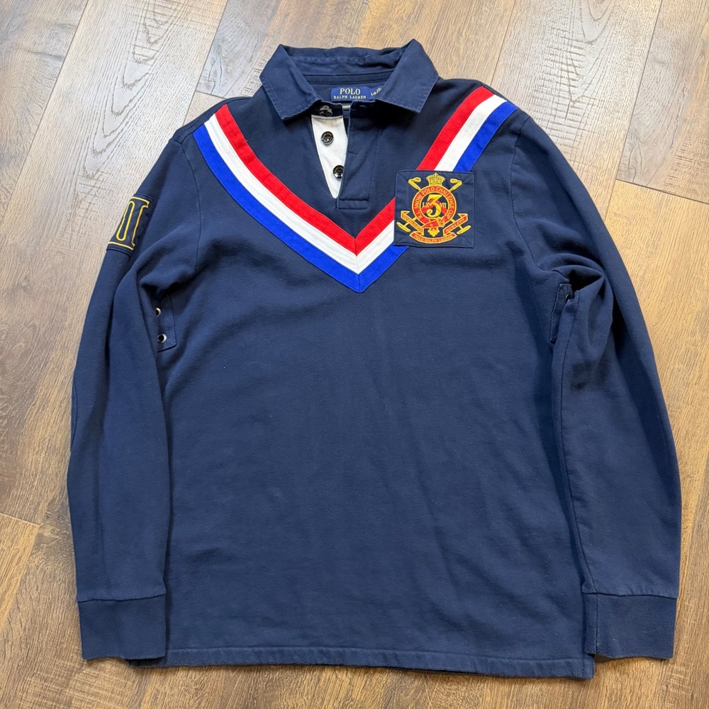 Vintage Y2K Polo Ralph Lauren Rugby Mens L Navy Polo Challenge Cup